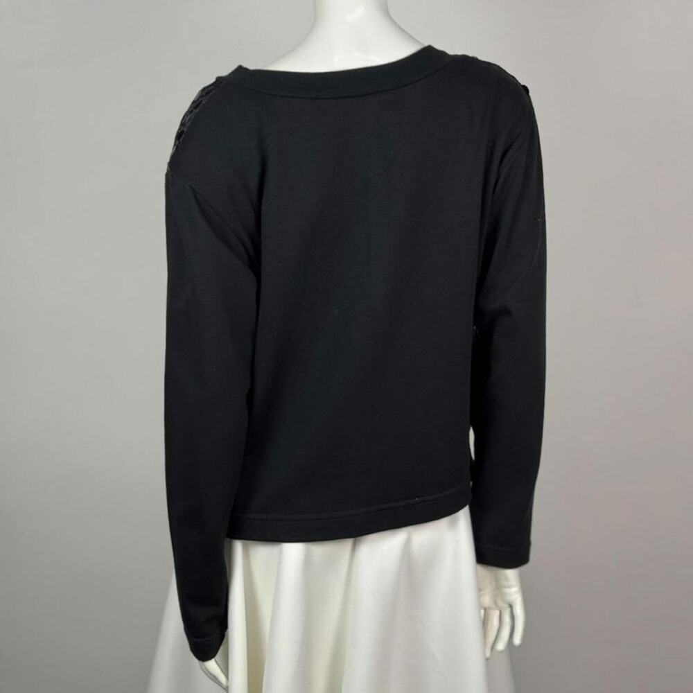 Rectangle Blanc Paris Vintage Black Cardigan Velvet Sequin Sweater Medium - Picture 4 of 12